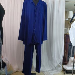 King Size Men's Sapphire Blue Cozy Big and Tall Pajama Set: 3XL
